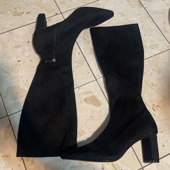 NWT ZARA BLACK KNEE HIGH SUEDE BOOTS - Picture 7 of 14